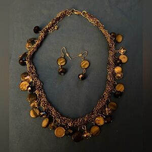 Macy’s Pewter and Black Stones Set.. New Not in Box.. never been used..